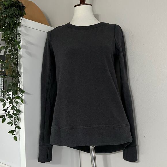 Lululemon Heathered Black Inverted-Pleat Back Exhalation Pullover Sweatshirt 8 - Picture 4 of 14